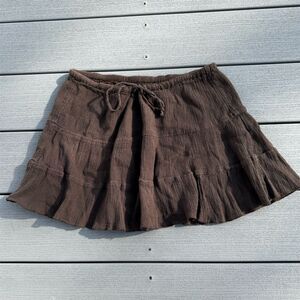 Old Navy Women's Brown Smocked Ruffle Mini Skirt Size S Casual